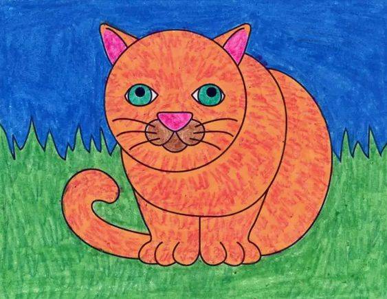 可爱小猫彩色简笔画图片大全_6