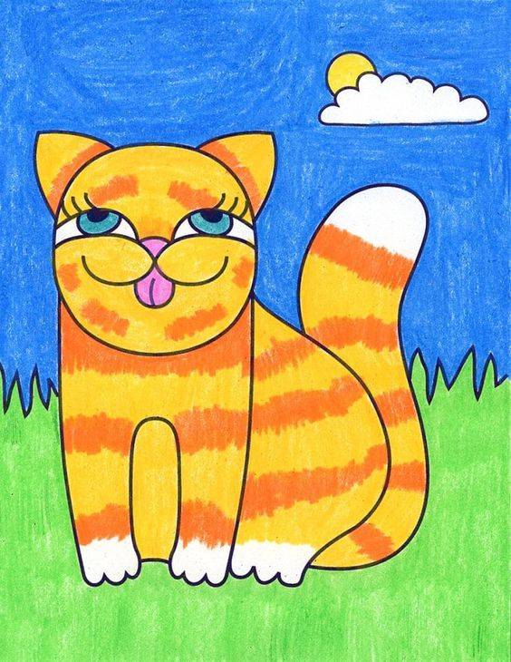 可爱小猫彩色简笔画图片大全_7