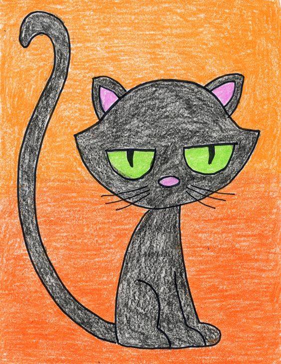 可爱小猫彩色简笔画图片大全_1