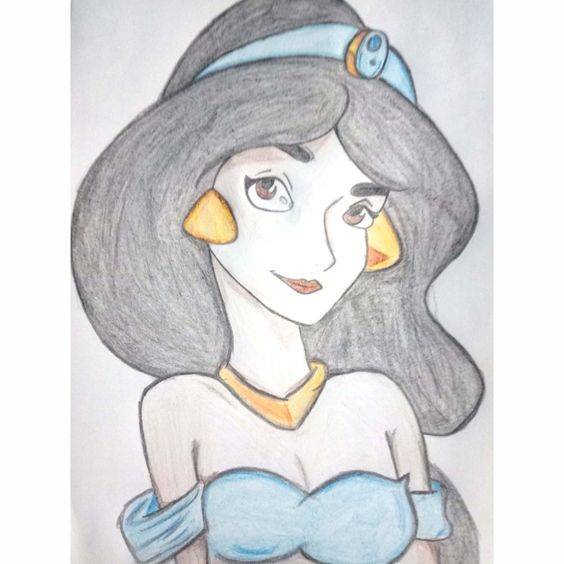 茉莉公主彩色铅笔简笔画图片大全_11