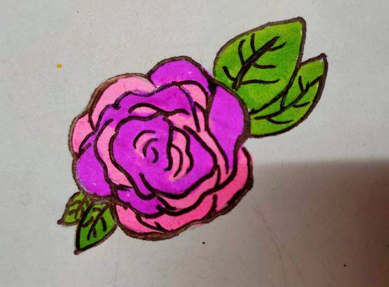红色玫瑰花简笔画图片大全_11