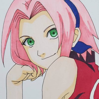 火影忍者春野樱彩色手绘简笔画图片