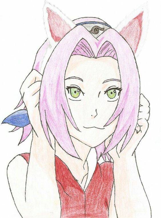 火影忍者春野樱彩色手绘简笔画图片_2