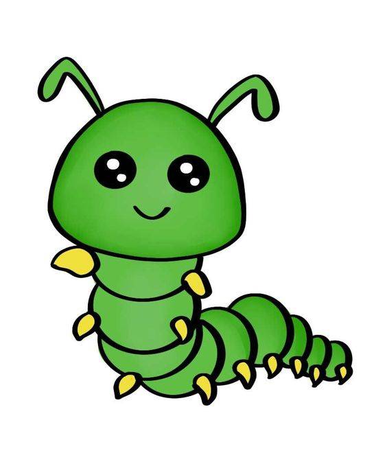绿色毛毛虫卡通简笔画图片大全_5