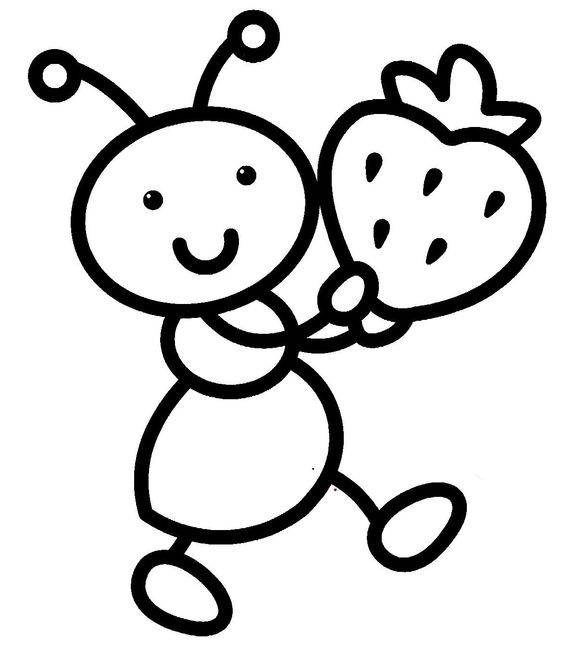 简单可爱的蚂蚁黑白简笔画图片大全_7