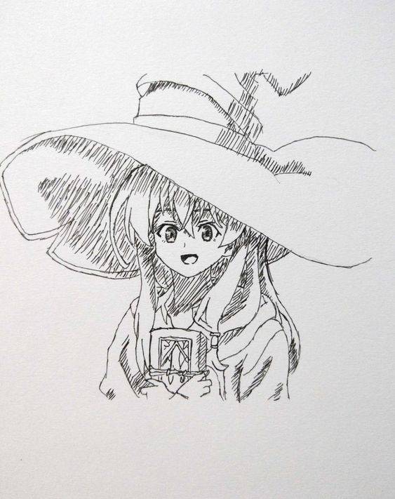 《魔女之旅》女主角伊蕾娜黑白铅笔简笔画图片精选_2