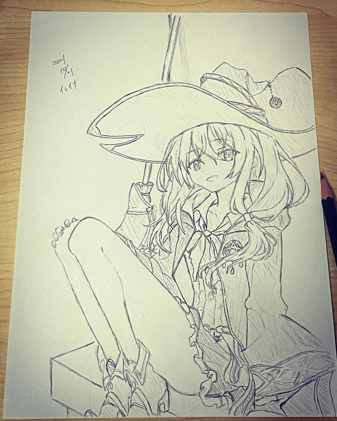 《魔女之旅》女主角伊蕾娜黑白铅笔简笔画图片精选_5