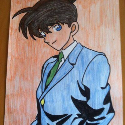 名侦探柯南工藤新一长大后帅气彩色简笔画图片大全