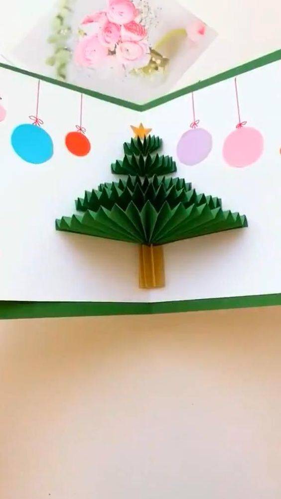 幼儿园手工贺卡立体圣诞树作品图片精选_5