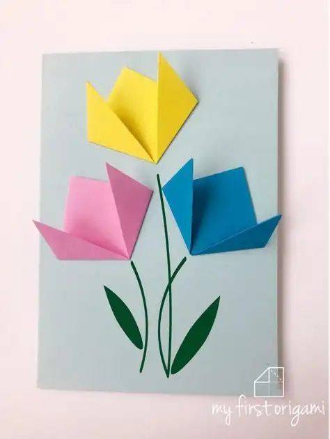幼儿园手工彩纸制作立体郁金香花朵作品精选_4