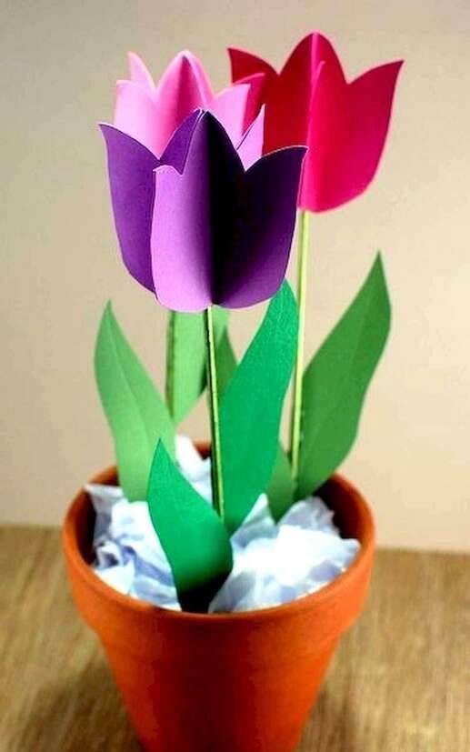 幼儿园手工彩纸制作立体郁金香花朵作品精选_1