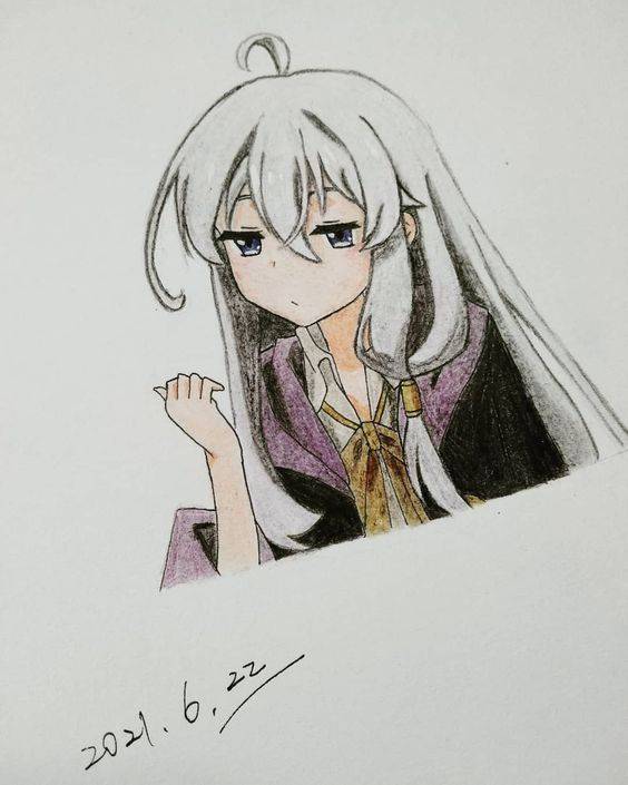 《魔女之旅》伊蕾娜彩色铅笔简笔画图片精选_2