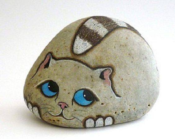 幼儿园手工石头画卡通小猫咪作品图片大全_4
