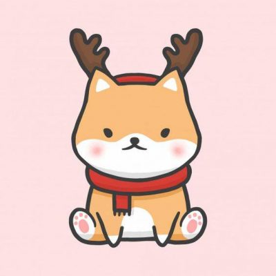 圣诞Q版柴犬彩色简笔画图片大全