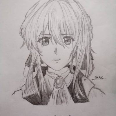 薇尔莉特·伊芙加登黑白简笔画图片大全