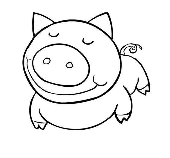 黑白色卡通小猪简笔画图片大全_7