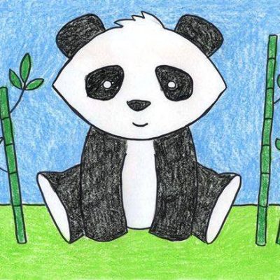 彩色铅笔画国宝大熊猫简笔画图片大全