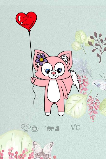 迪士尼粉色狐狸玲娜贝儿彩色简笔画图片大全_1