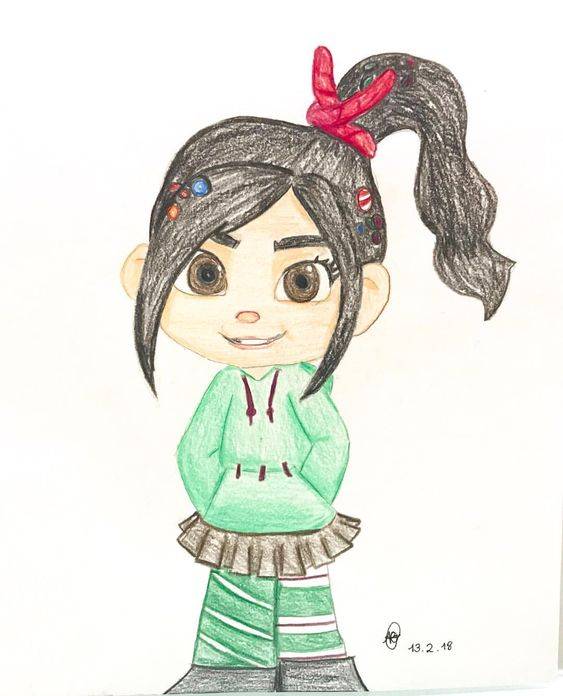 无敌破坏王小女孩云妮洛普彩色铅笔简笔画图片大全_10