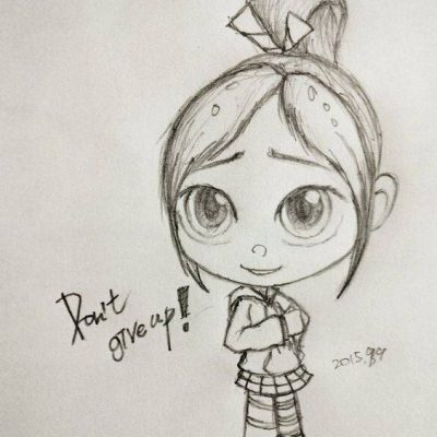 《无敌破坏王》小女孩云泥黑白简笔画图片大全