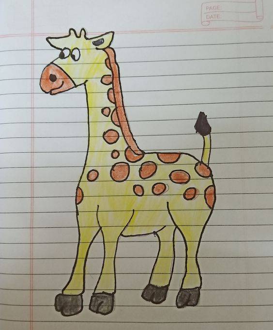 简单可爱的长颈鹿彩色简笔画图片大全_4