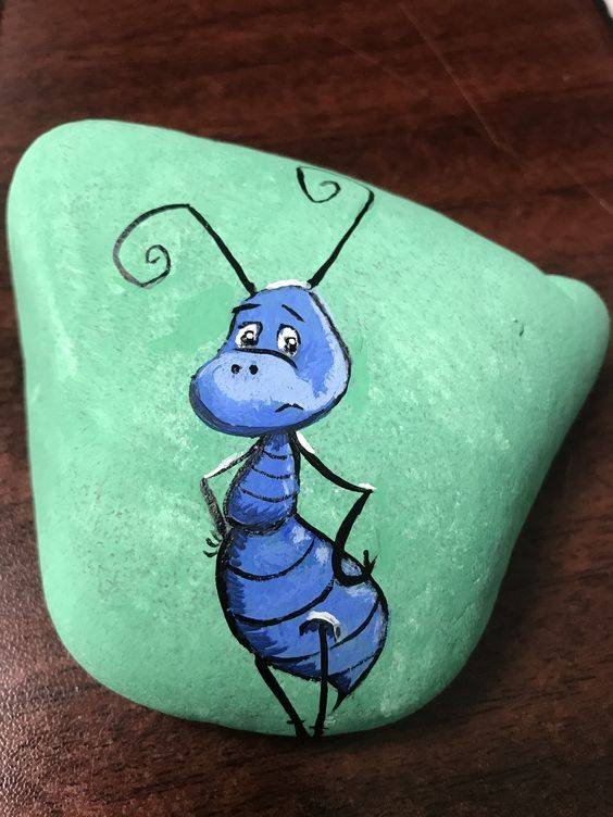 幼儿园手工石头画卡通蚂蚁作品图片精选_1