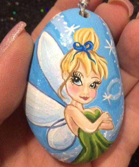 迪士尼带翅膀的花仙子小精灵彩色石头画图片大全_9