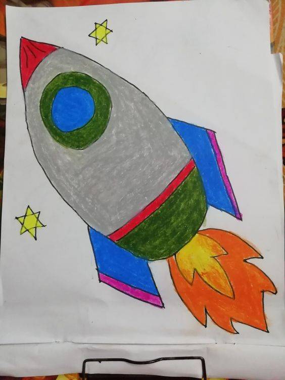 彩色火箭升空简笔画图片大全_5