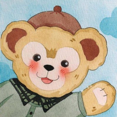 迪士尼达菲熊彩色手绘版简笔画图片
