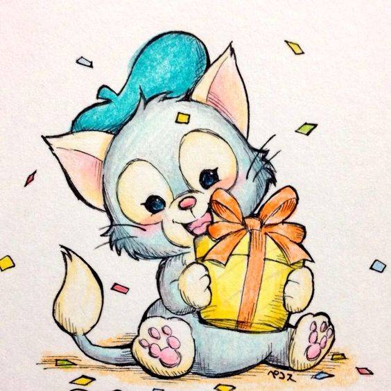 迪士尼绿色小猫杰拉多尼彩色简笔画图片大全_2