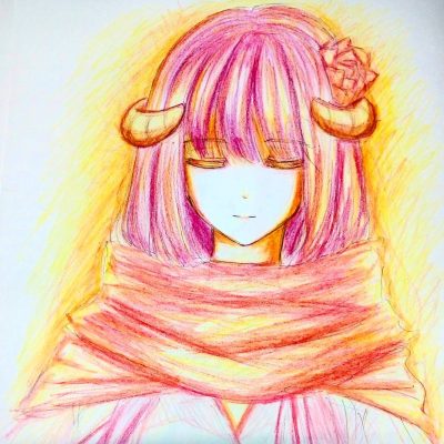 手绘版白鬼院凛凛蝶彩色简笔画图片