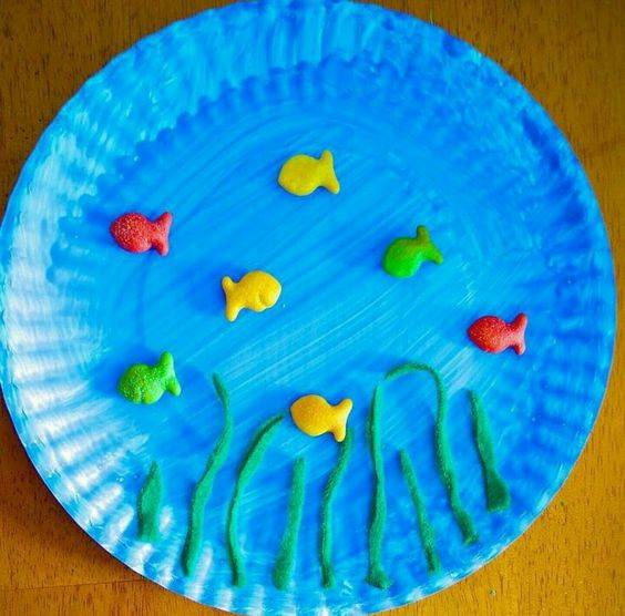 幼儿园纸盘画小鱼海底世界作品图片精选_1