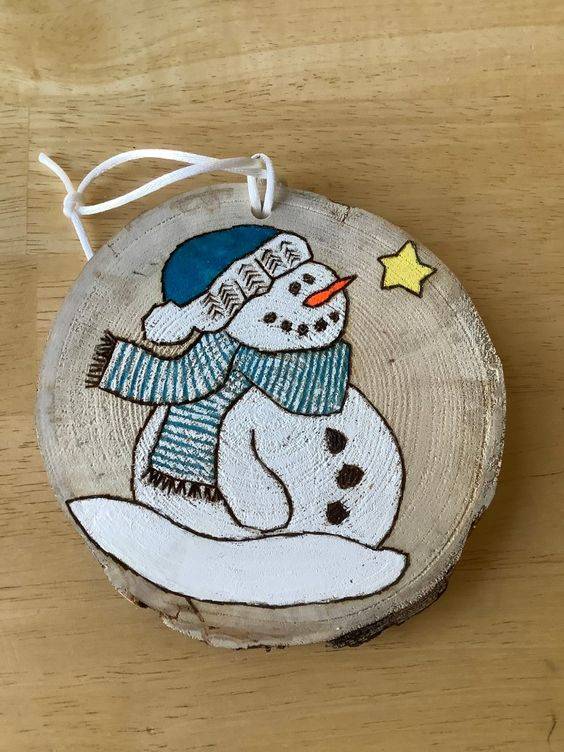 幼儿园卡通雪人木片画作品精选_2