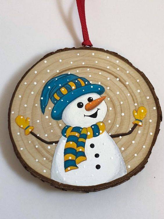 幼儿园卡通雪人木片画作品精选_1