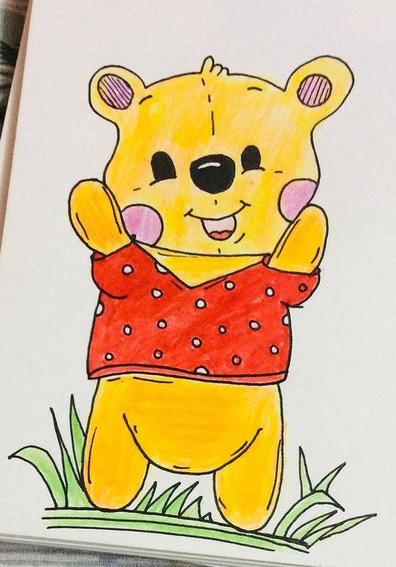 卡通维尼小熊彩色简笔画图片大全_11