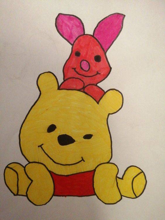 卡通维尼小熊彩色简笔画图片大全_1