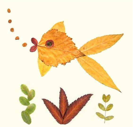 幼儿园小鱼树叶粘贴画作品图片精选_4