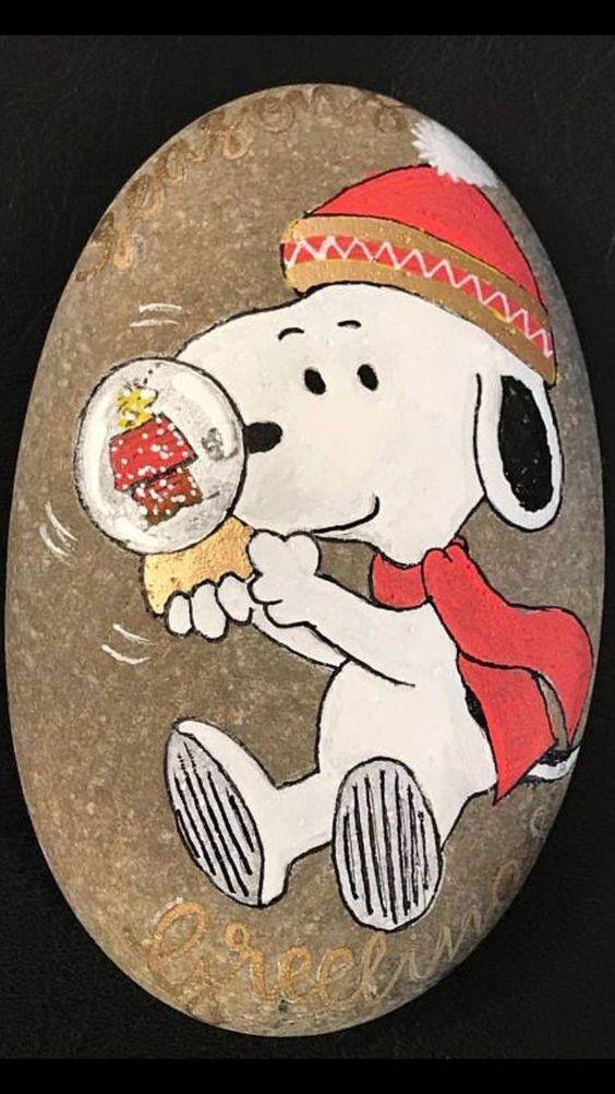卡通史努比Snoopy石头画作品图片大全_8