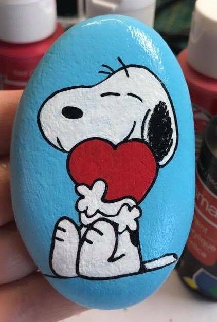 卡通史努比Snoopy石头画作品图片大全_11