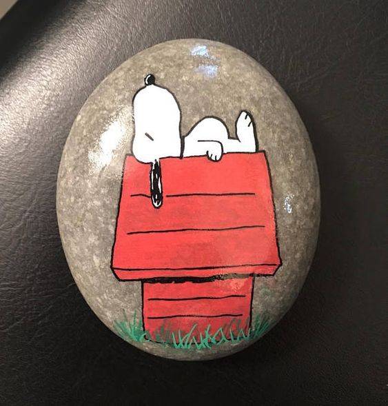 卡通史努比Snoopy石头画作品图片大全_7