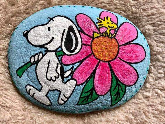 卡通史努比Snoopy石头画作品图片大全_2
