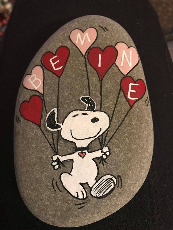 卡通史努比Snoopy石头画作品图片大全_1