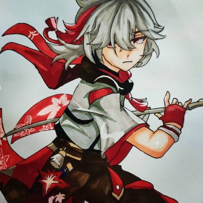 手绘版《原神》枫原万叶简笔画超帅图片精选
