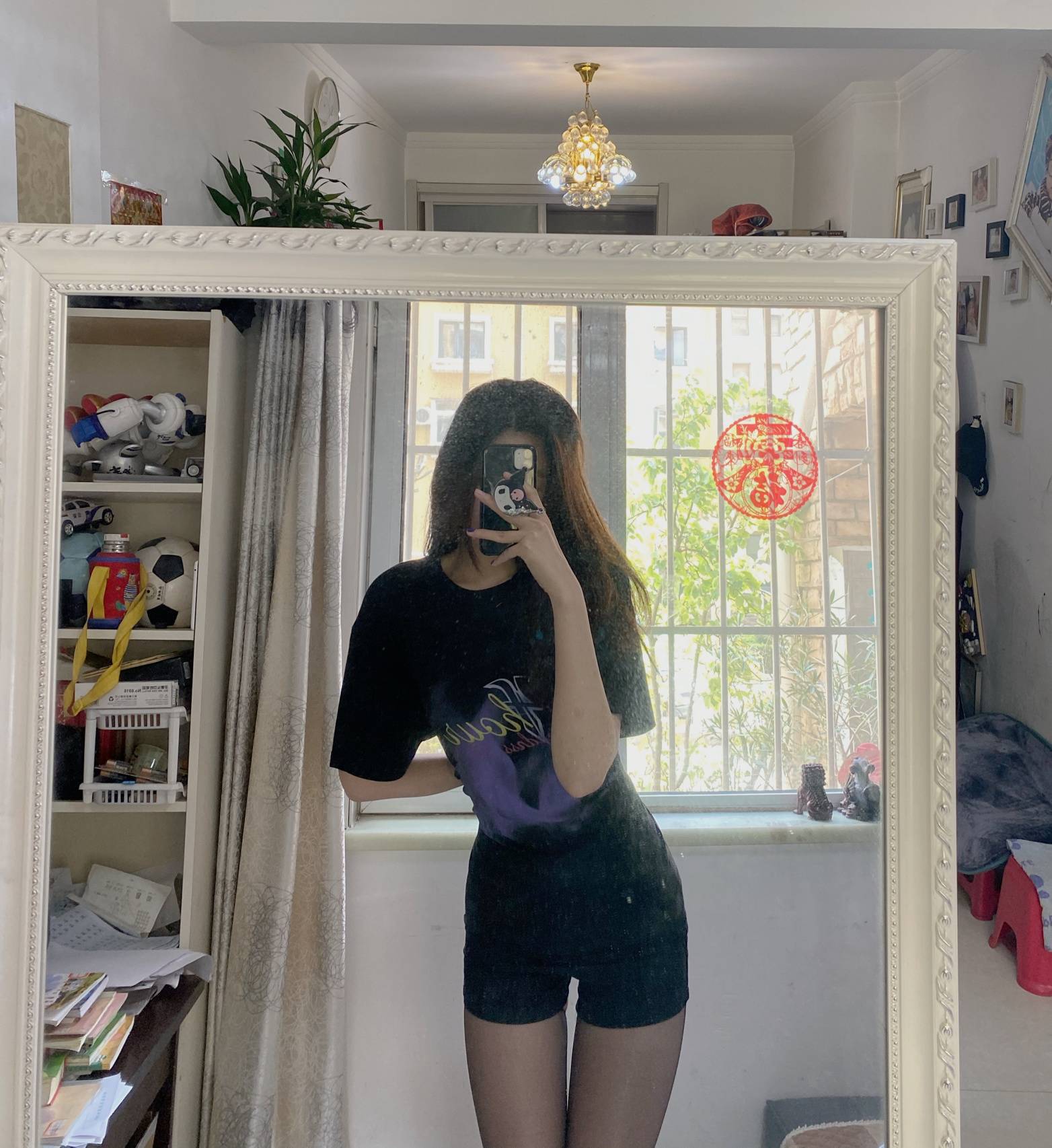 一米八的长腿美女黑丝对镜自拍图片_8