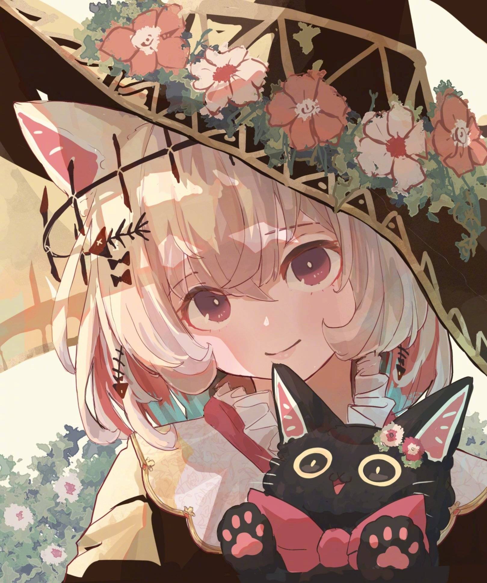 猫咪与少女治愈系兽耳少女高清图片精选_13