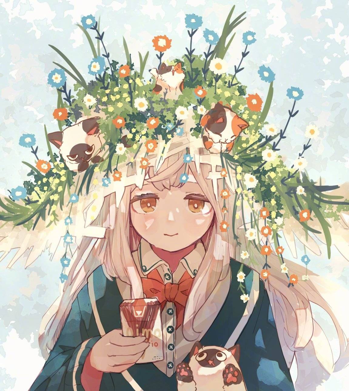 猫咪与少女治愈系兽耳少女高清图片精选_9