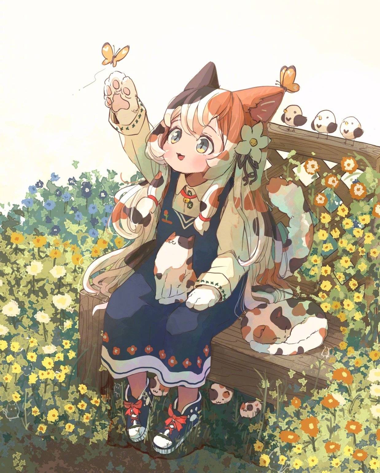 猫咪与少女治愈系兽耳少女高清图片精选_8
