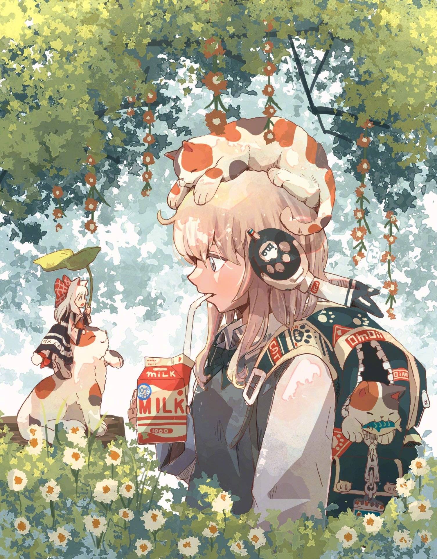 猫咪与少女治愈系兽耳少女高清图片精选_6
