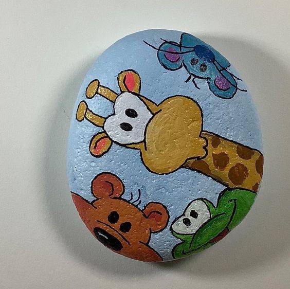 动物卡通石头画幼儿园作品图集_2