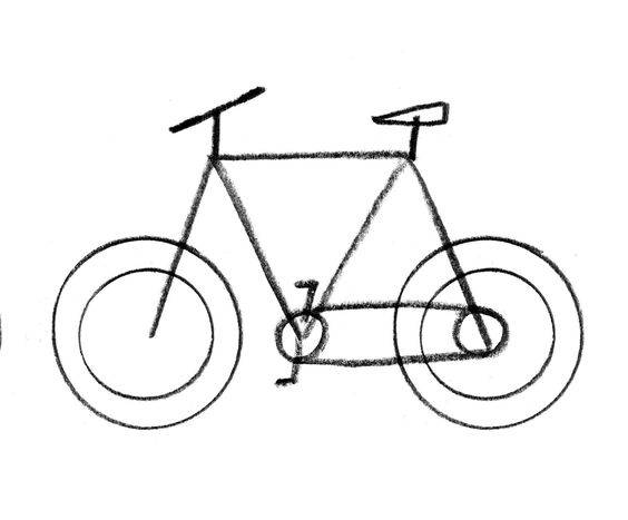 黑白线条自行车简笔画图片大全_7